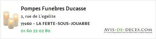 Avis de décès - Saint-Thibault-Des-Vignes - Pompes Funebres Ducasse