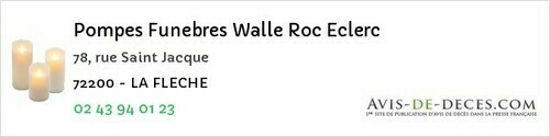 Avis de décès - Conlie - Pompes Funebres Walle Roc Eclerc