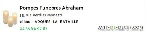 Avis de décès - Caudebec-en-Caux - Pompes Funebres Abraham