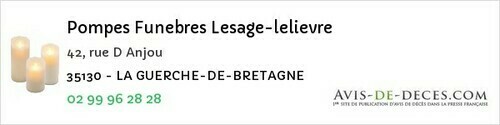 Avis de décès - Saint-Germain-En-Coglès - Pompes Funebres Lesage-lelievre