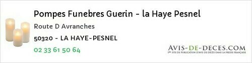 Avis de décès - Couville - Pompes Funebres Guerin - la Haye Pesnel