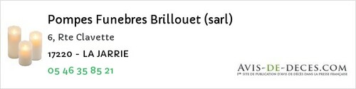 Avis de décès - La Rochelle - Pompes Funebres Brillouet (sarl)