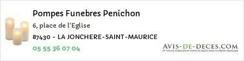 Avis de décès - La Meyze - Pompes Funebres Penichon