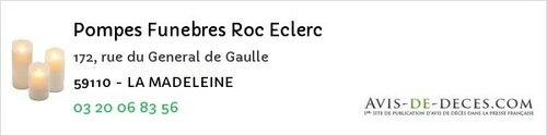 Avis de décès - Saint-Saulve - Pompes Funebres Roc Eclerc