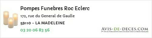 Avis de décès - Guesnain - Pompes Funebres Roc Eclerc