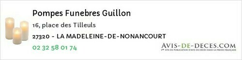 Avis de décès - Les Préaux - Pompes Funebres Guillon