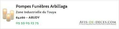 Avis de décès - Cescau - Pompes Funèbres Arbillaga