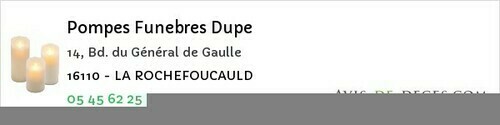 Avis de décès - Saint-Simeux - Pompes Funebres Dupe