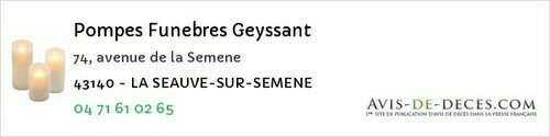 Avis de décès - Saint-Victor-Sur-Arlanc - Pompes Funebres Geyssant