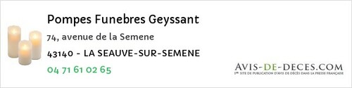 Avis de décès - Saint-Hilaire - Pompes Funebres Geyssant