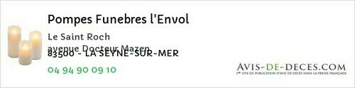 Avis de décès - La Crau - Pompes Funebres l'Envol