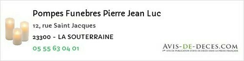 Avis de décès - Saint-Dizier-Les-Domaines - Pompes Funebres Pierre Jean Luc