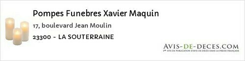 Avis de décès - La Nouaille - Pompes Funebres Xavier Maquin