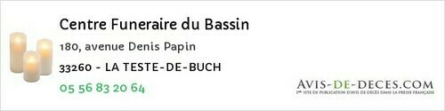 Avis de décès - Saint-Laurent-Médoc - Centre Funeraire du Bassin