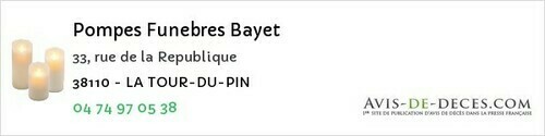 Avis de décès - Jarcieu - Pompes Funebres Bayet