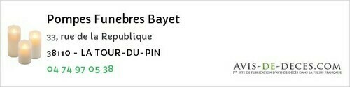 Avis de décès - Drumettaz-Clarafond - Pompes Funebres Bayet