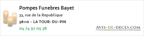Avis de décès - Mayres-Savel - Pompes Funebres Bayet