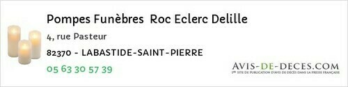 Avis de décès - Mas-Grenier - Pompes Funèbres Roc Eclerc Delille