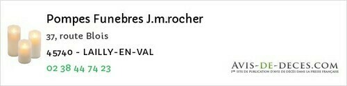 Avis de décès - Mardié - Pompes Funebres J.m.rocher