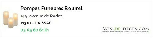 Avis de décès - Cransac - Pompes Funebres Bourrel