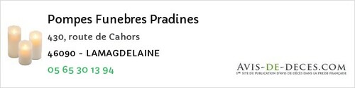 Avis de décès - Labastide-du-Vert - Pompes Funebres Pradines