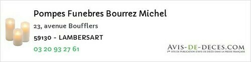 Avis de décès - Masnières - Pompes Funebres Bourrez Michel