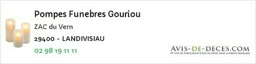 Avis de décès - Gouézec - Pompes Funebres Gouriou