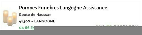 Avis de décès - Chaulhac - Pompes Funebres Langogne Assistance