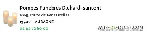 Avis de décès - Eyguières - Pompes Funebres Dichard-santoni