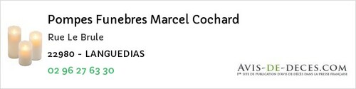 Avis de décès - Jugon-Les-Lacs-Commune Nouvelle - Pompes Funebres Marcel Cochard