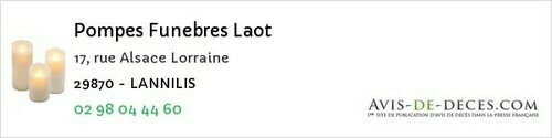 Avis de décès - Crozon - Pompes Funebres Laot