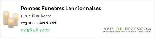 Avis de décès - Lanleff - Pompes Funebres Lannionnaises