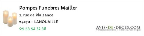 Avis de décès - Coulounieix-Chamiers - Pompes Funebres Mailler
