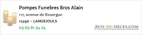 Avis de décès - Viviez - Pompes Funebres Bros Alain