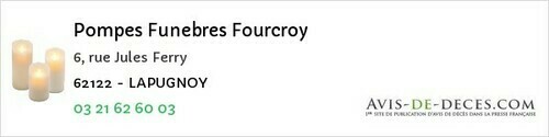Avis de décès - Haisnes - Pompes Funebres Fourcroy