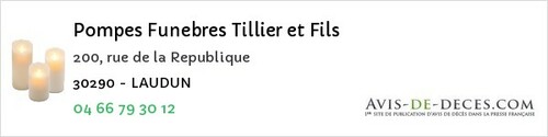Avis de décès - Saint-Laurent-D'aigouze - Pompes Funebres Tillier et Fils