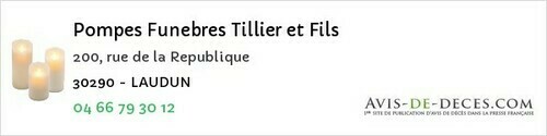 Avis de décès - Lasalle - Pompes Funebres Tillier et Fils