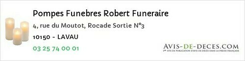 Avis de décès - Avirey-Lingey - Pompes Funebres Robert Funeraire