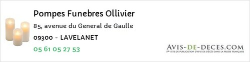 Avis de décès - Villeneuve-D'olmes - Pompes Funebres Ollivier