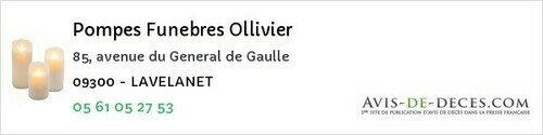 Avis de décès - Saverdun - Pompes Funebres Ollivier