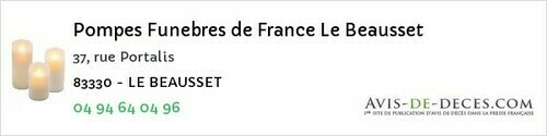 Avis de décès - Trans-en-Provence - Pompes Funebres de France Le Beausset