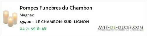 Avis de décès - Cistrières - Pompes Funebres du Chambon