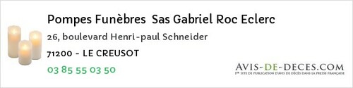 Avis de décès - Saint-Leu - Pompes Funèbres Sas Gabriel Roc Eclerc