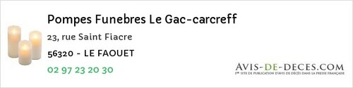 Avis de décès - Saint-Caradec-Trégomel - Pompes Funebres Le Gac-carcreff