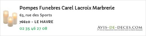 Avis de décès - Saint-Laurent-En-Caux - Pompes Funebres Carel Lacroix Marbrerie