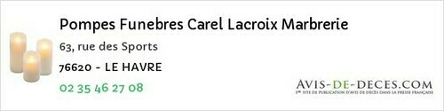 Avis de décès - Canteleu - Pompes Funebres Carel Lacroix Marbrerie