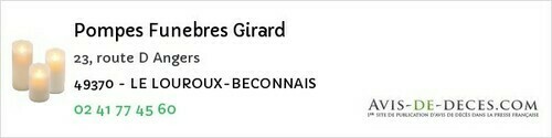 Avis de décès - Turquant - Pompes Funebres Girard