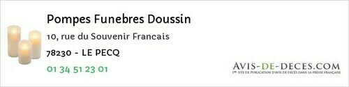 Avis de décès - Le Pecq - Pompes Funebres Doussin