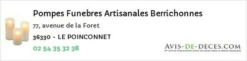 Avis de décès - Lignerolles - Pompes Funebres Artisanales Berrichonnes