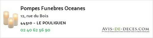 Avis de décès - Bourgneuf-en-Retz - Pompes Funebres Oceanes